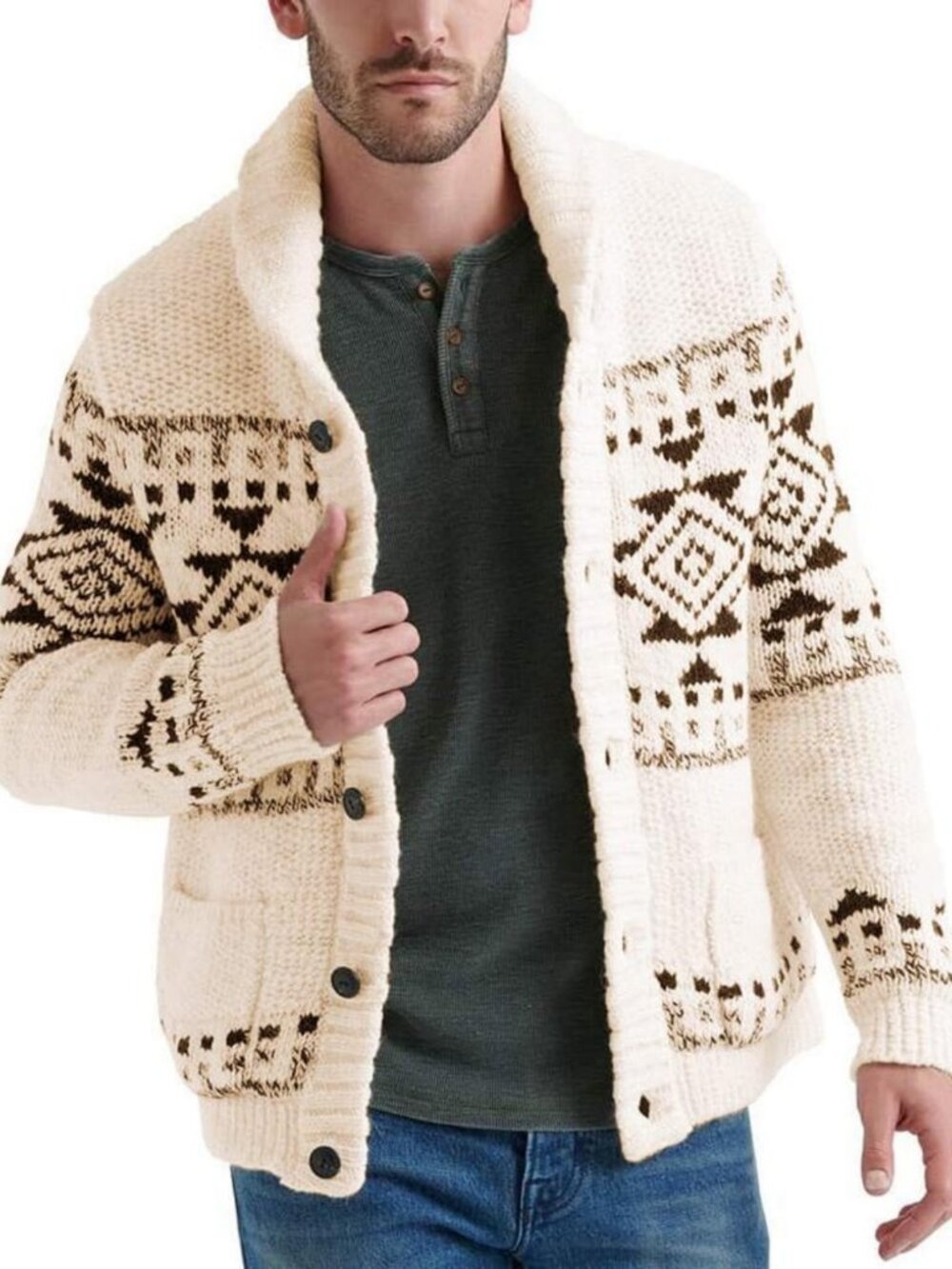 Cozy Multi-Color Shawl Collar Cardigan Sweater for Men with Pockets - Stylish
